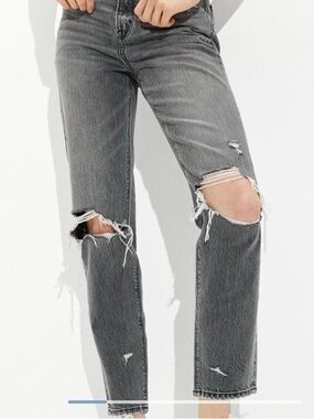 AE Black Ripped Highest-Waist Strigid Mom Jeans